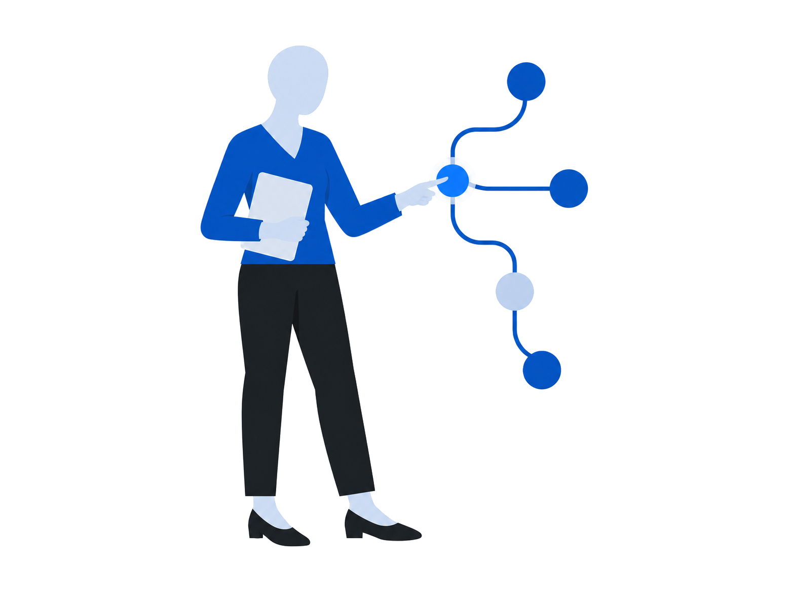 Illustration: a person working with a machine-assisted guidance system.